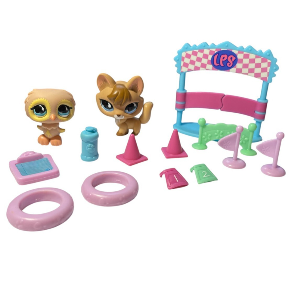 Littlest Pet Shop Pet Training Park - Sportiest Fox #673, Owl #674 LPS Lot of 14